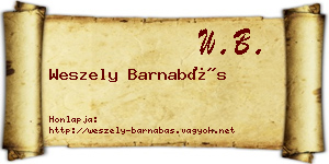 Weszely Barnabás névjegykártya